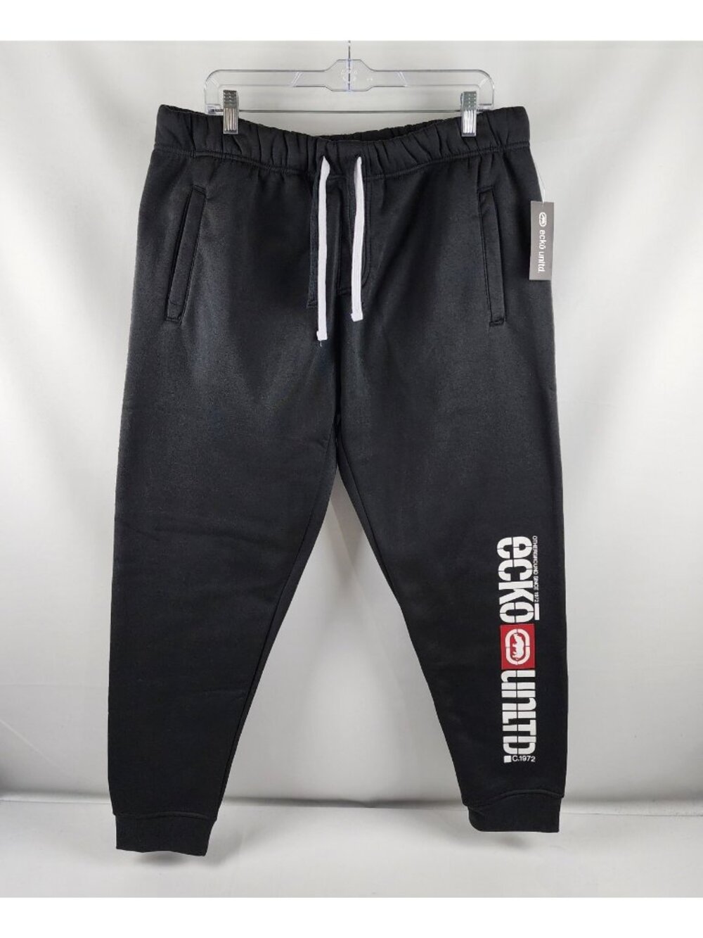ECKO Unltd Joggers Mens Medium Black Fleece Sweatpants (36x29) NWT